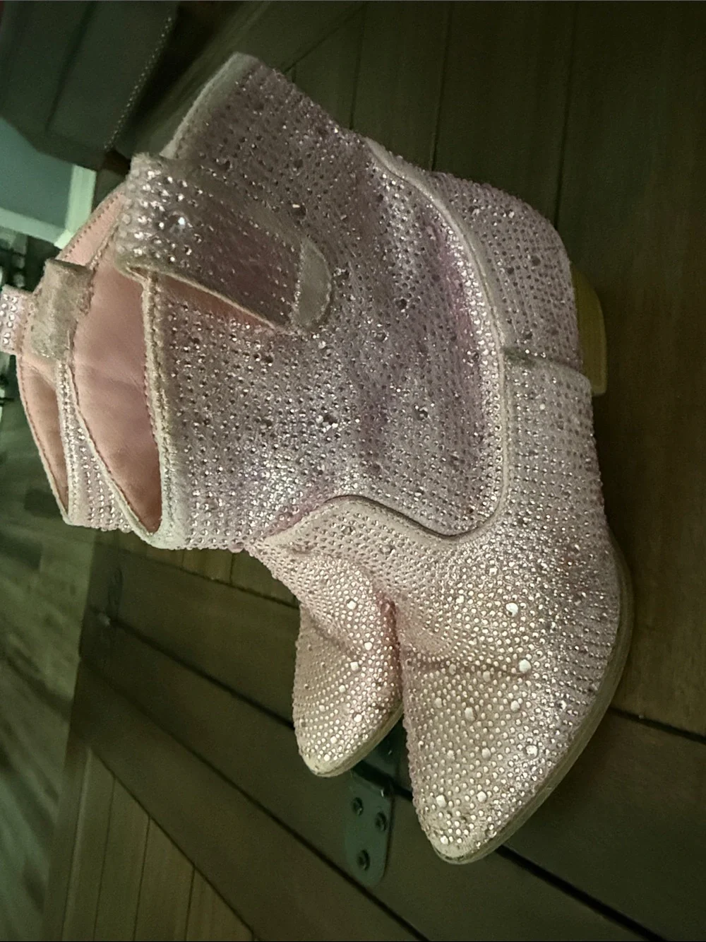 Sparkle Pink kids Western Ankle Boots